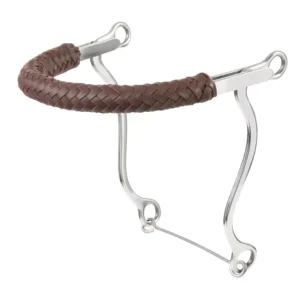 hackamore bit with braided leather noseband