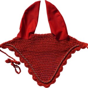 elegant horse ear bonnet, fly veil & fly mask – superior fly protection with style and comfort for every ride (red, cob)